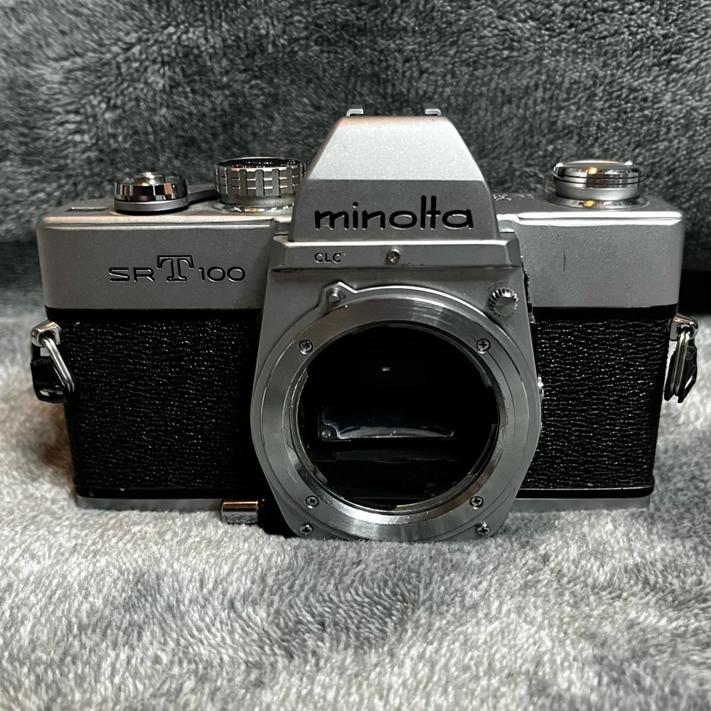 Vintage Silver Minolta SRT100 35mm SLR Camera Body Used Good For Parts